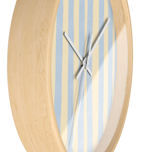 Striped Blue Bamboo Nursery Wall Clock