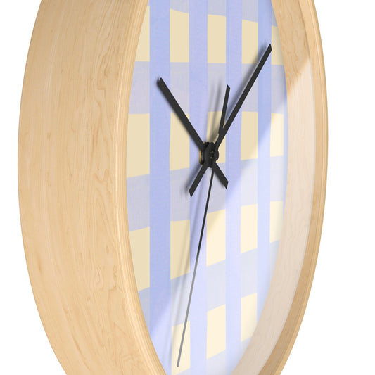 Checkered Blue Bamboo Nursery Wall Clock