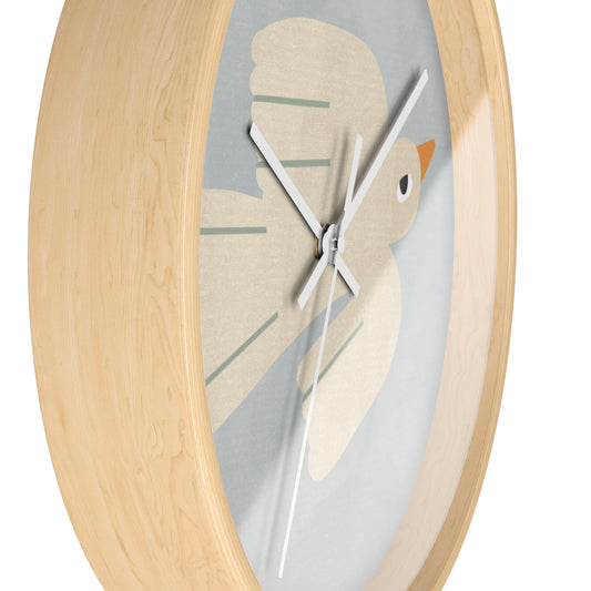 Blue Scandi Bird Bamboo Nursery Wall Clock
