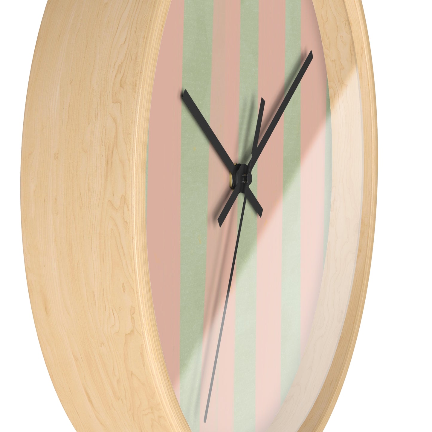 Striped Green & Pink Bamboo Nursery Wall Clock