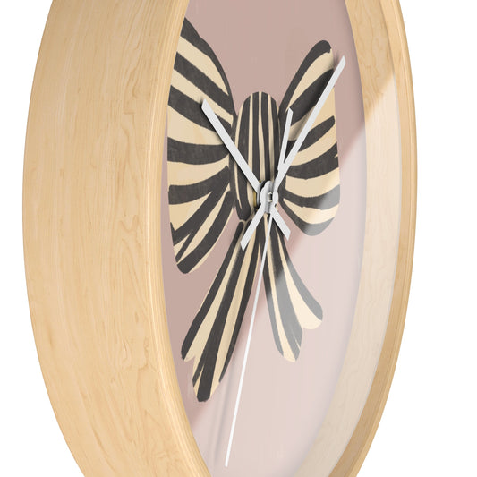 Striped Bow Bamboo Nursery Wall Clock