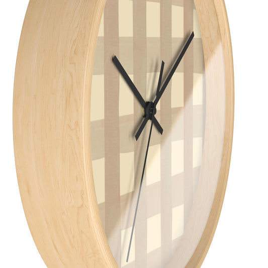 Checkered Brown Bamboo Nursery Wall Clock