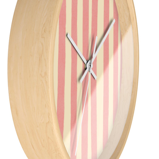 Striped Pink Bamboo Nursery Wall Clock