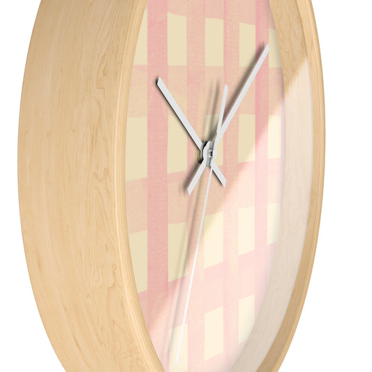 Checkered Pink Nursery Clock