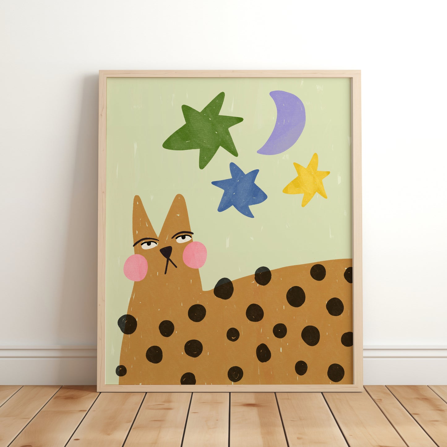 leopard, moon and stars