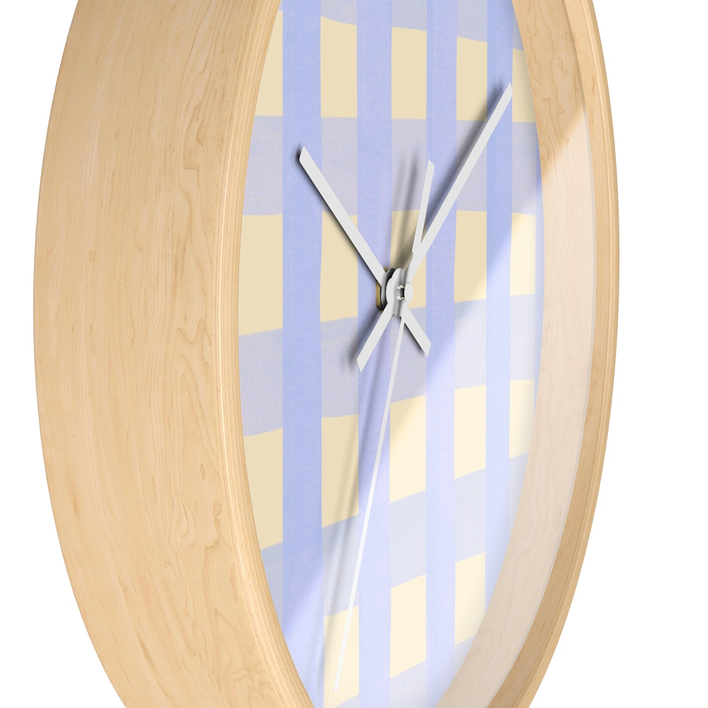 Checkered Blue Bamboo Nursery Wall Clock