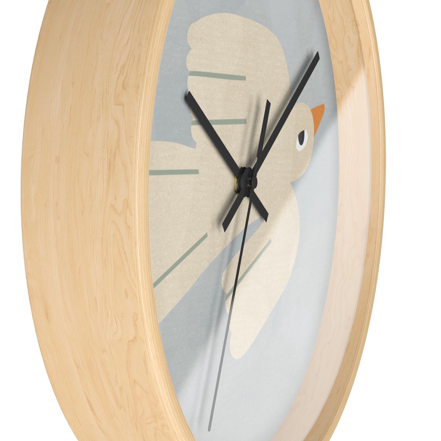 Blue Scandi Bird Bamboo Nursery Wall Clock