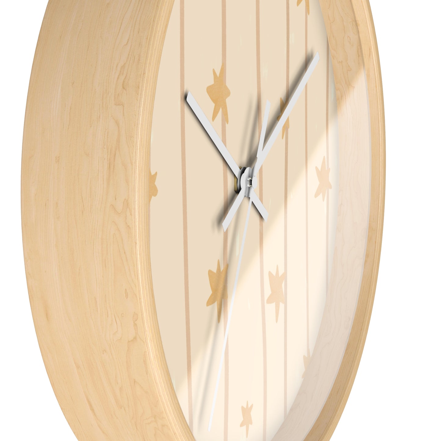 Stars and Striped Beige and Tan Nursery Wall Clock