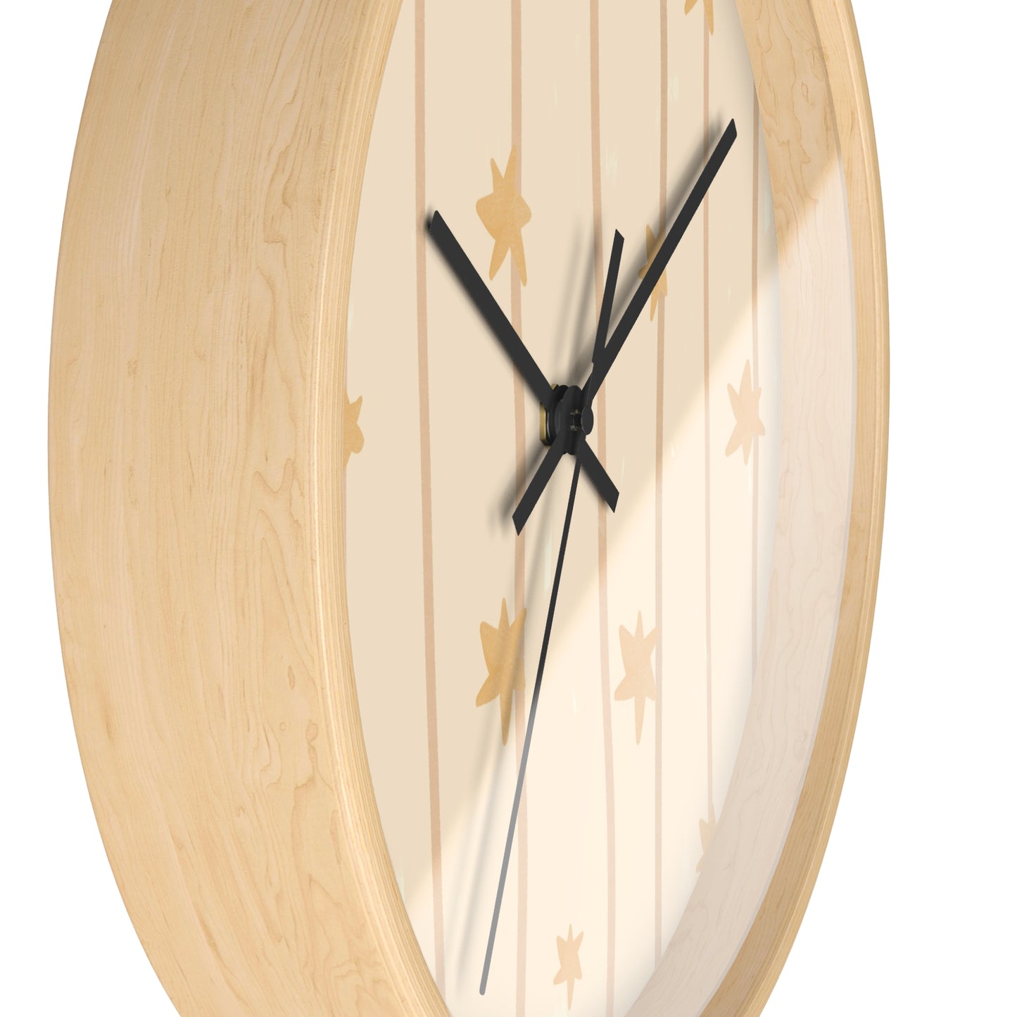 Stars and Striped Beige and Tan Nursery Wall Clock