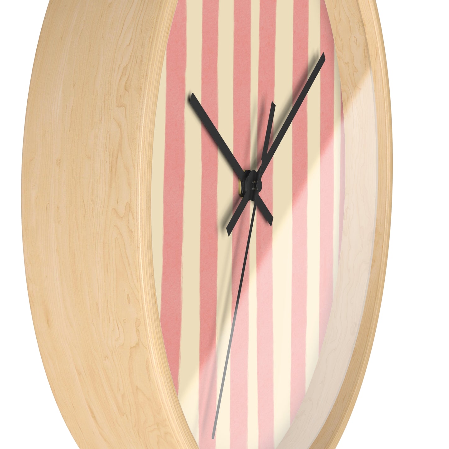 Striped Pink Bamboo Nursery Wall Clock