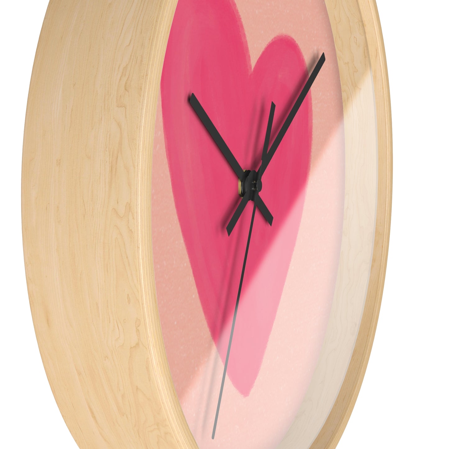 Pink Heart Bamboo Nursery Wall Clock
