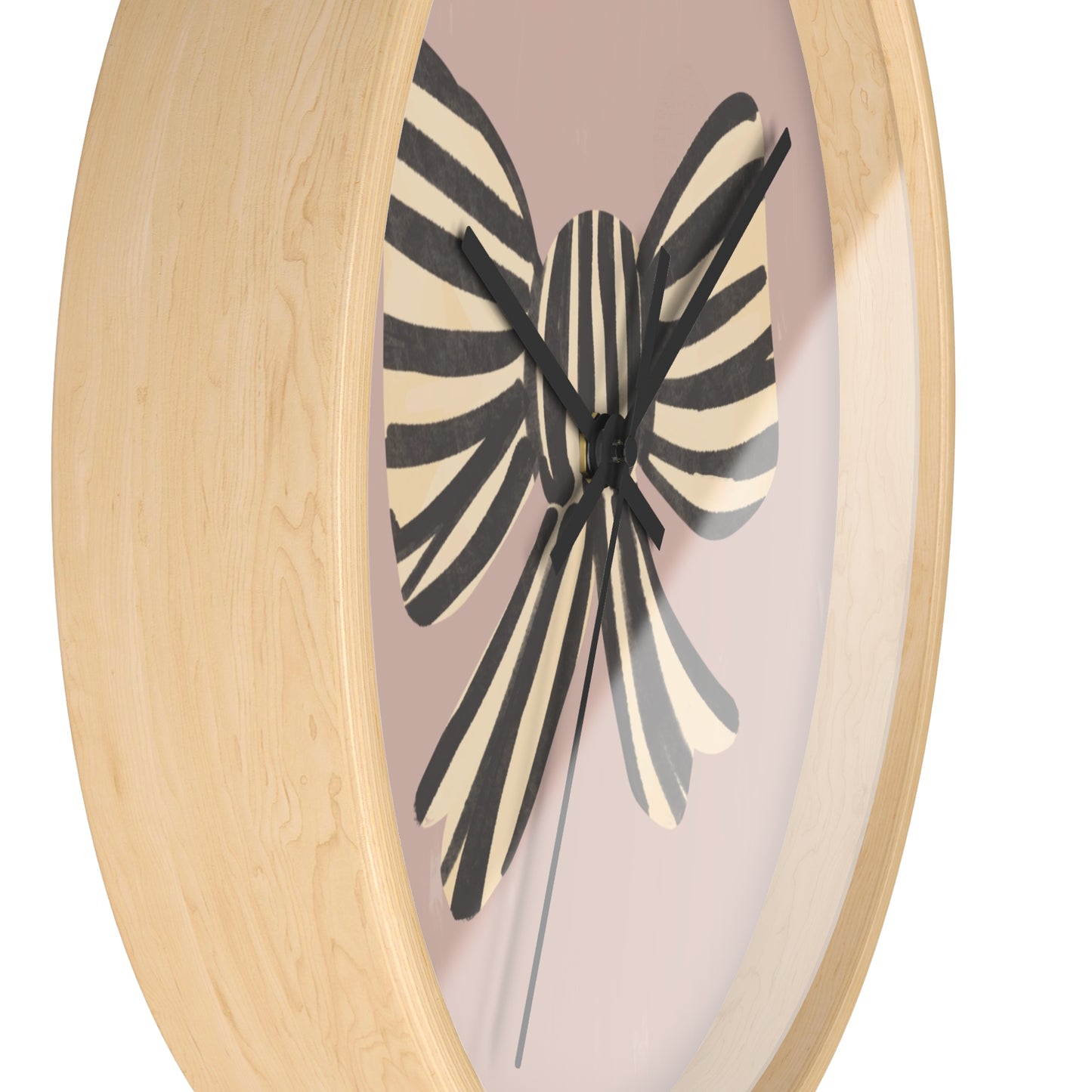 Striped Bow Bamboo Nursery Wall Clock