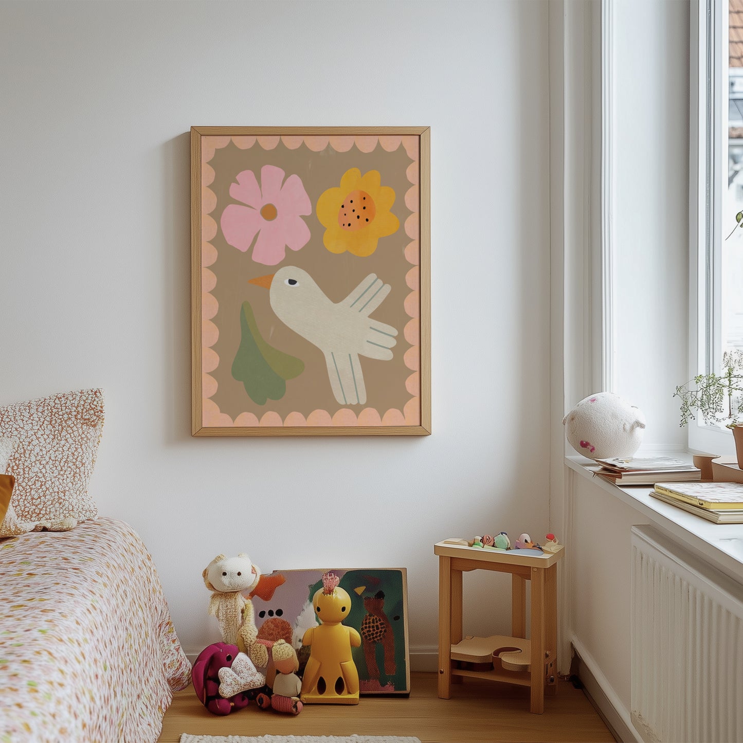 Bird and Flower Folk Art Print