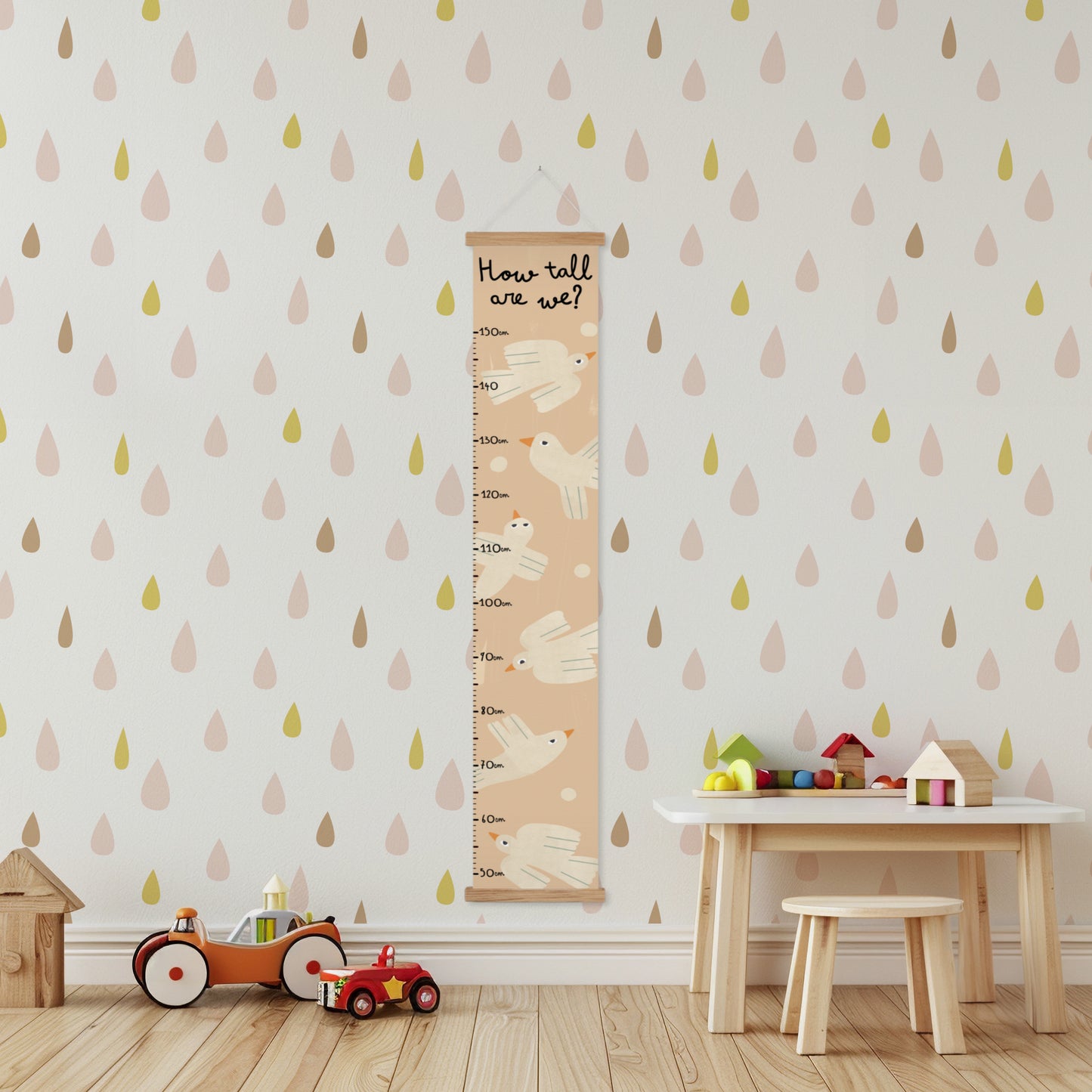 Neutral Bird Canvas Height Chart